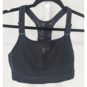 Under Armour Womens Sz L High Impact Racerback Sports Bra Black w/ Mesh Panel